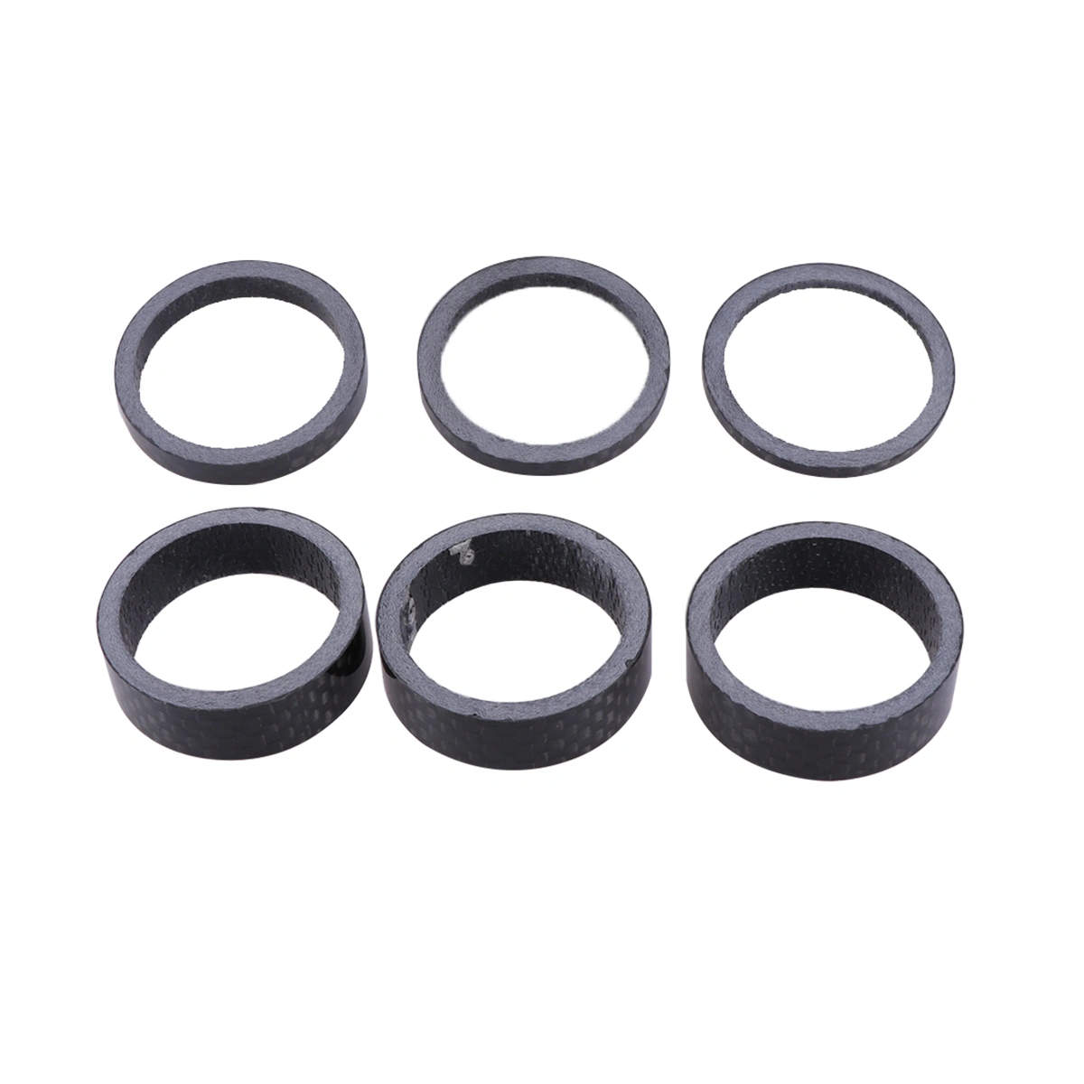 6pcs Bike Headset Spacer Carbon Fiber Stem Headset Spacer Fit Stem Compatible with MTB Bike Road Bikes 2mm/ 3mm/ 5mm/ 10mm x 3 (Black)