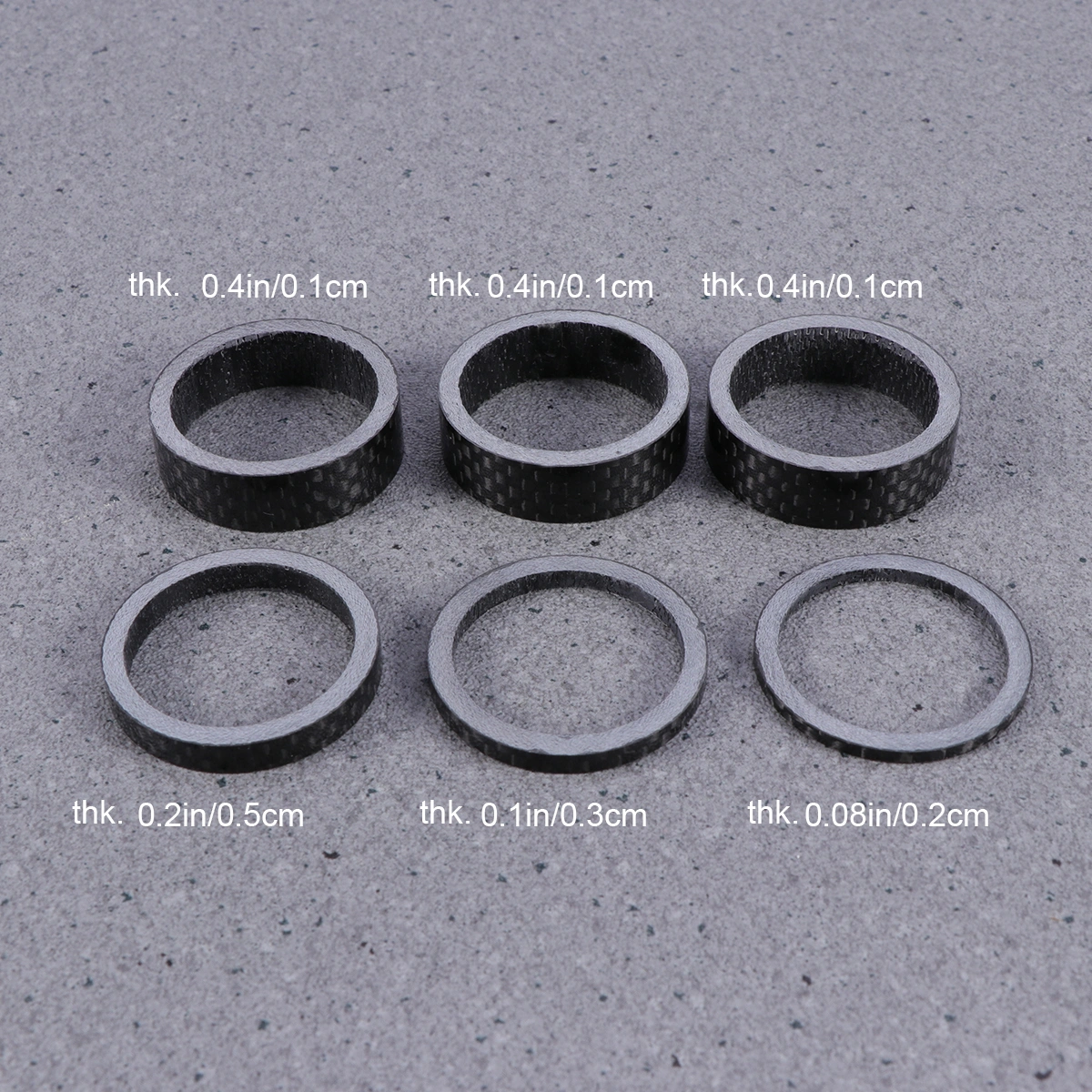 6pcs Bike Headset Spacer Carbon Fiber Stem Headset Spacer Fit Stem Compatible with MTB Bike Road Bikes 2mm/ 3mm/ 5mm/ 10mm x 3 (Black)