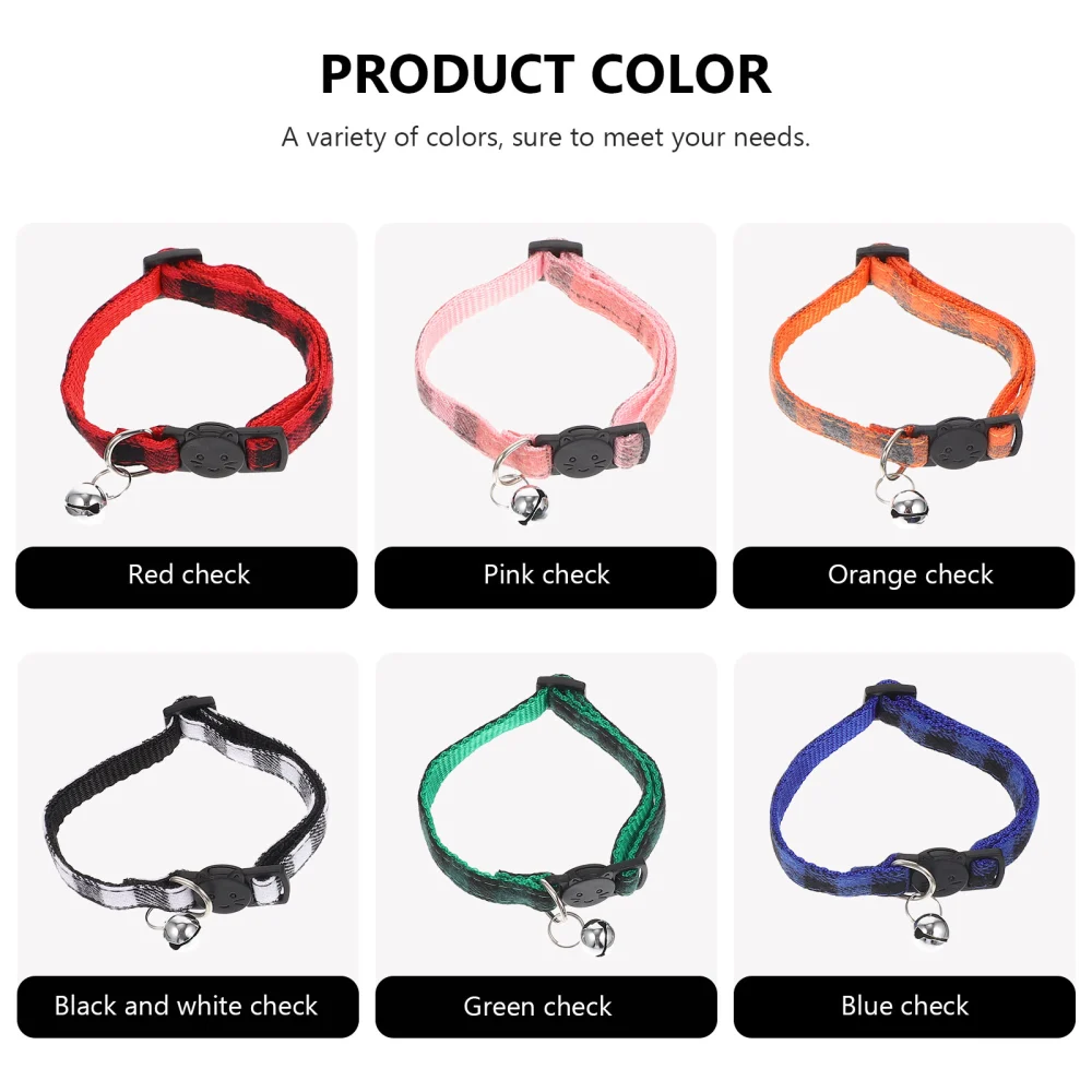 6Pcs Adjustable Cat Collar Pet Collar with Bell Colorful Pet Collar Breakaway Cat Collars (Mixed Style)