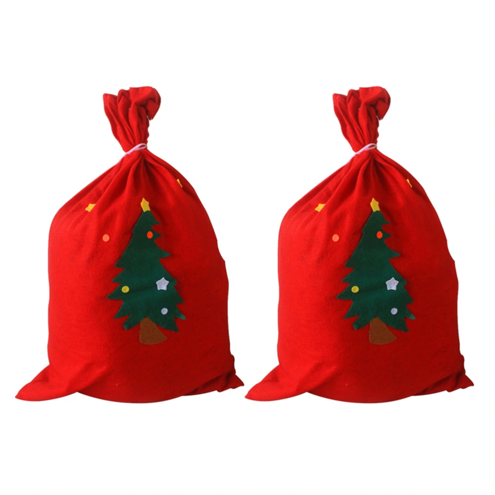 2pcs Christmas Non-woven Bags Drawstring Candy Bag Santa Gift Pocket Party Favor (Random Pattern)