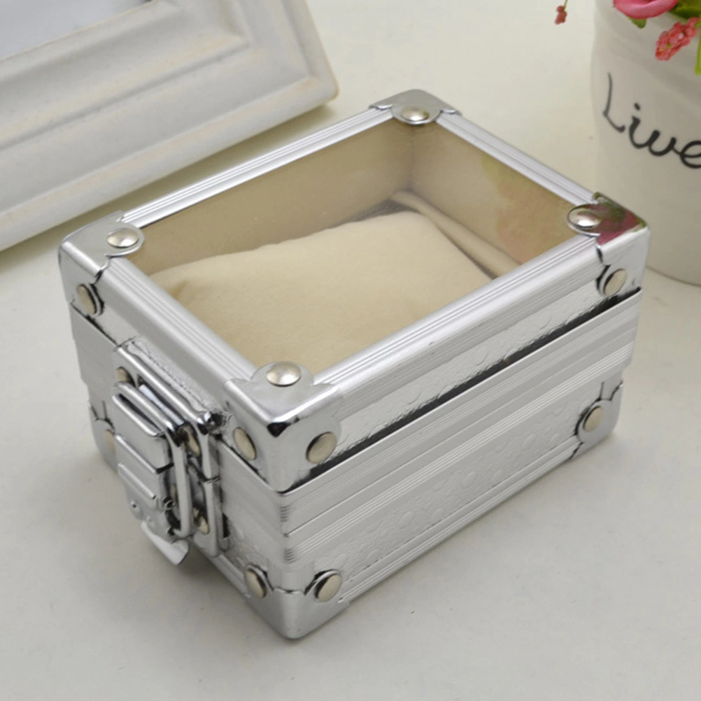 Aluminum Watch Container Box with Lock Watch Storage Silver Case