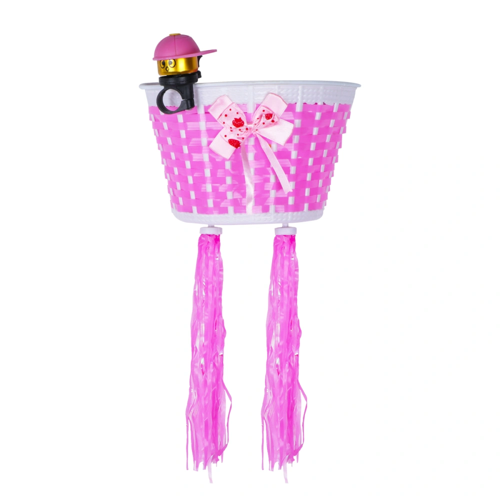 4PCS Children Bike Handlebar Weave Basket Bell Set Grips Tassels Scooter Ribbons Streamers Bike Accessories