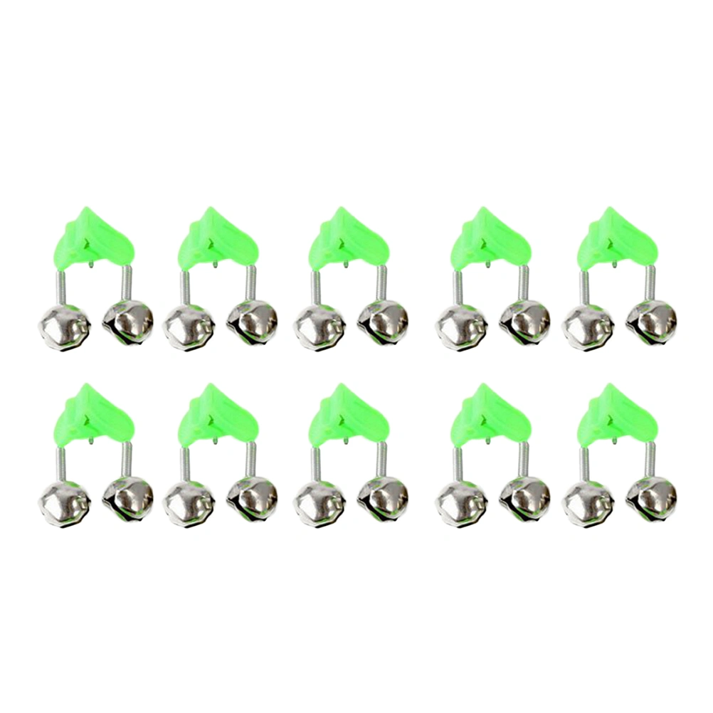 50pcs Fishing Rod Alarm Clip Style Dual Alert Bells Rod Clamp Tip Clip Twin Bells