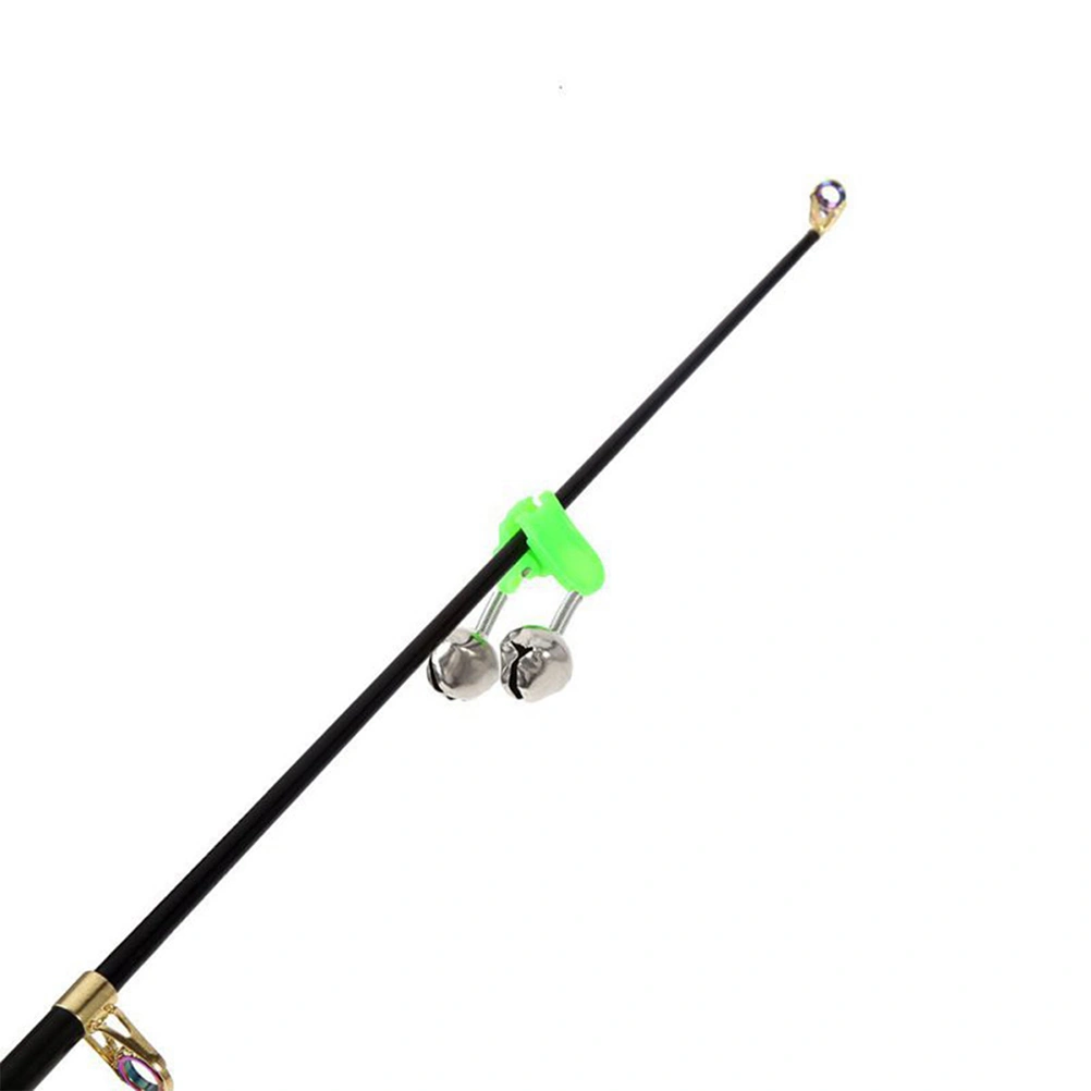 50pcs Fishing Rod Alarm Clip Style Dual Alert Bells Rod Clamp Tip Clip Twin Bells