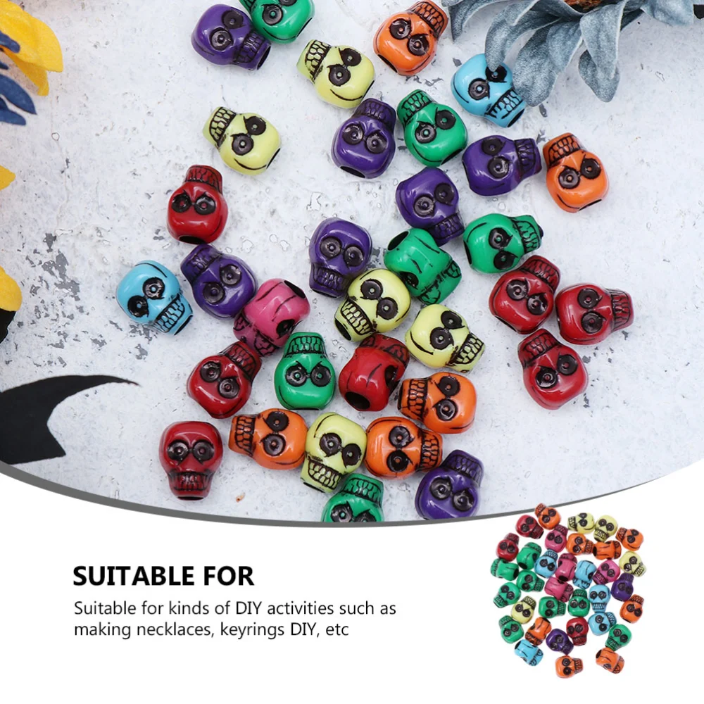 250Pcs Acrylic Skull Beads Decorative Beads for DIY Making Accessories (Random Color)