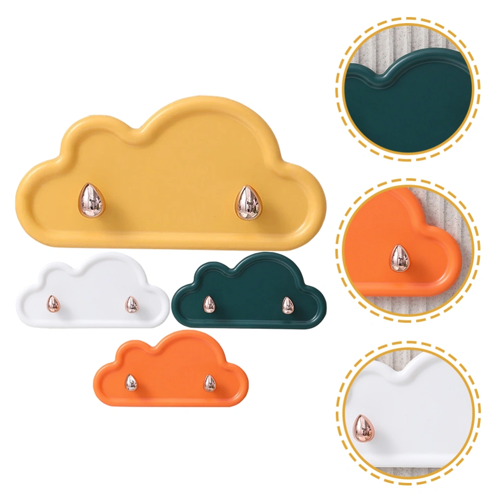 4pcs Cloud Shape Wall Hook Wall Hanger Bathroom Wall Hooks Key Towel Hanging Hooks