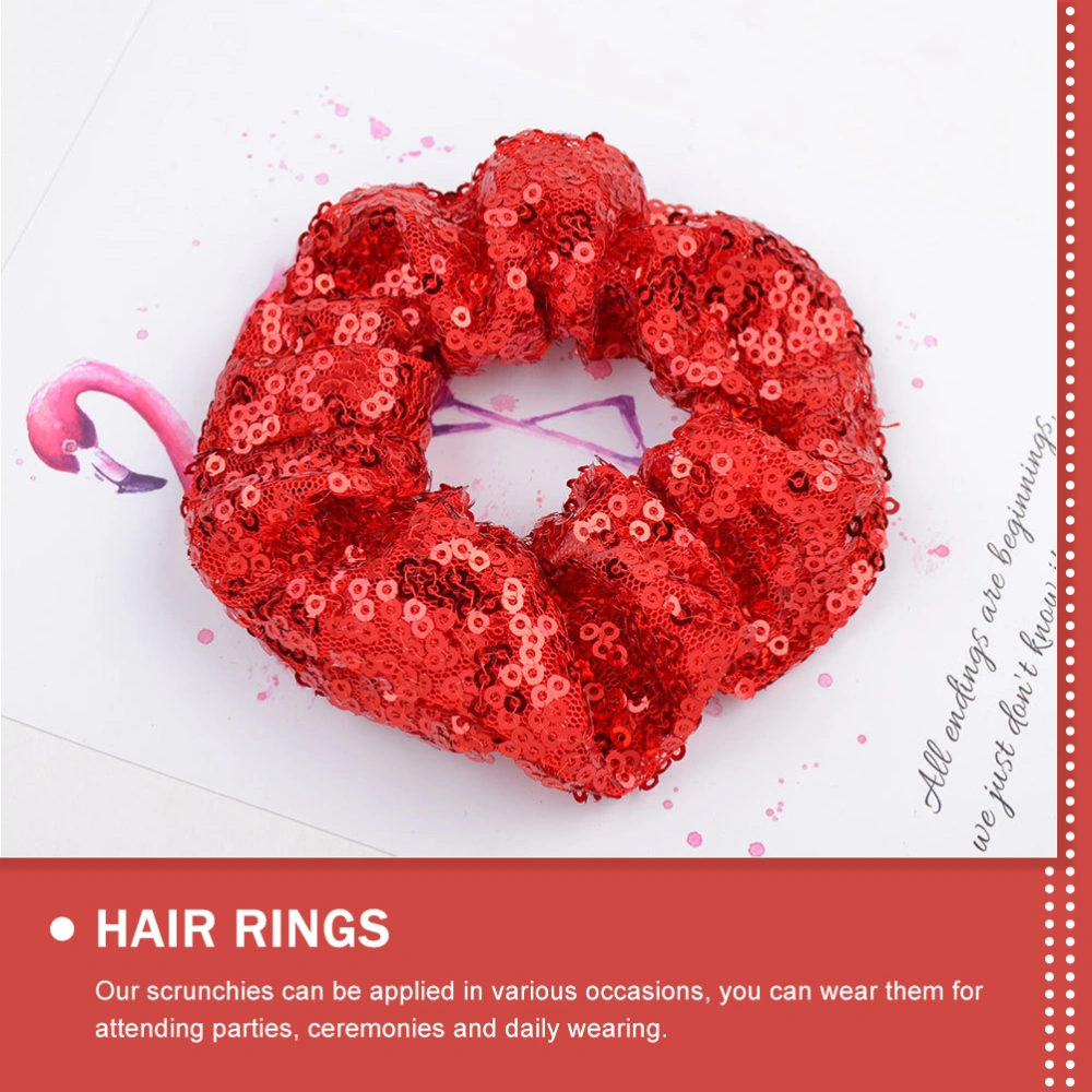 4Pcs Adorable Sequin Cloth Hair Scrunchies Xmas Kids Hair Wear Party Hair Decors