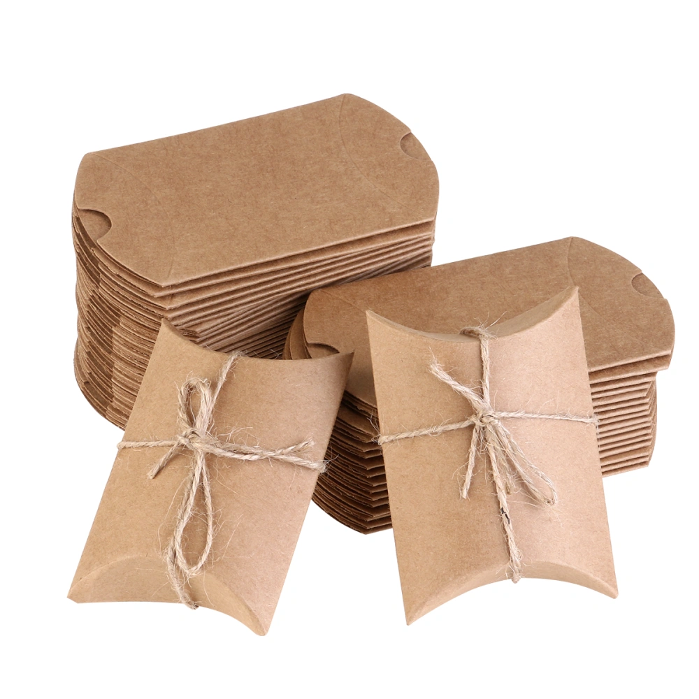 NUOLUX Kraft Vintage Boxes Brown Shabby Rustic Wrapping Gift Candy Boxes with Rope Wedding Favor Pack of 50