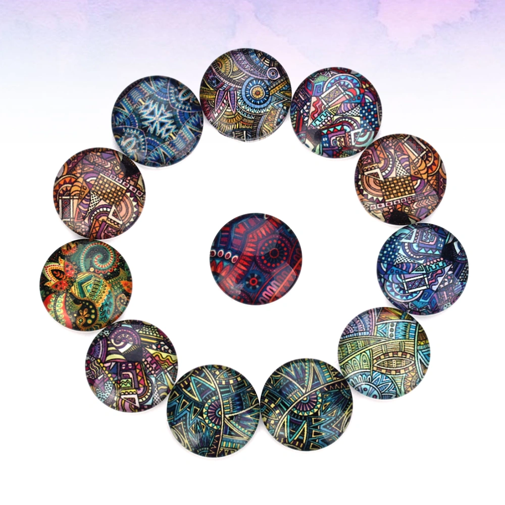 20PCS DIY Jewelry Accessories Creative DIY Geometric Figure Glass Patch DIY Glass Interface Patch DIY Time Glass Patch Circular Jewelry Making Material (Mixed Color, 14mm)