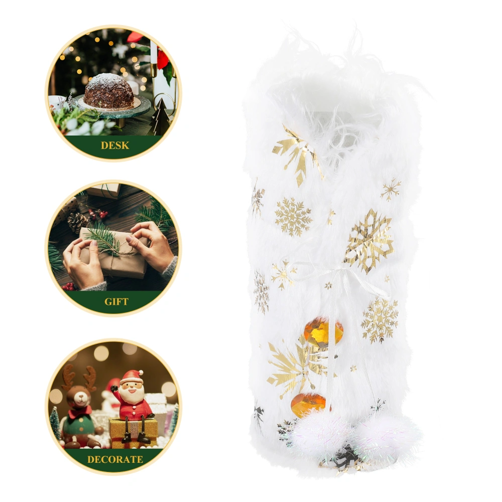 2pcs Decorative Wine Bottle Covers Xmas Snowflake Pattern Bottle Cover Wine Accessory