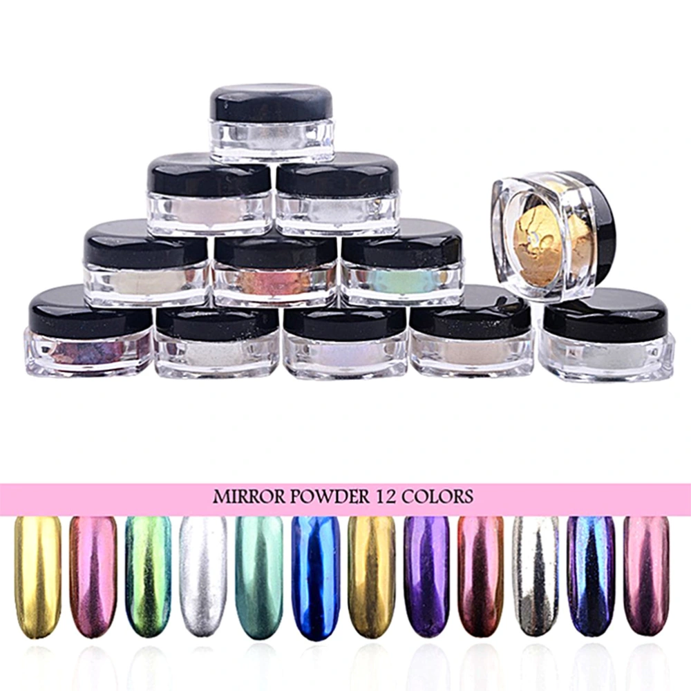 12pcs Nail Glitter Powder Manicure Mirror Effect Powder Nail Art Decoration