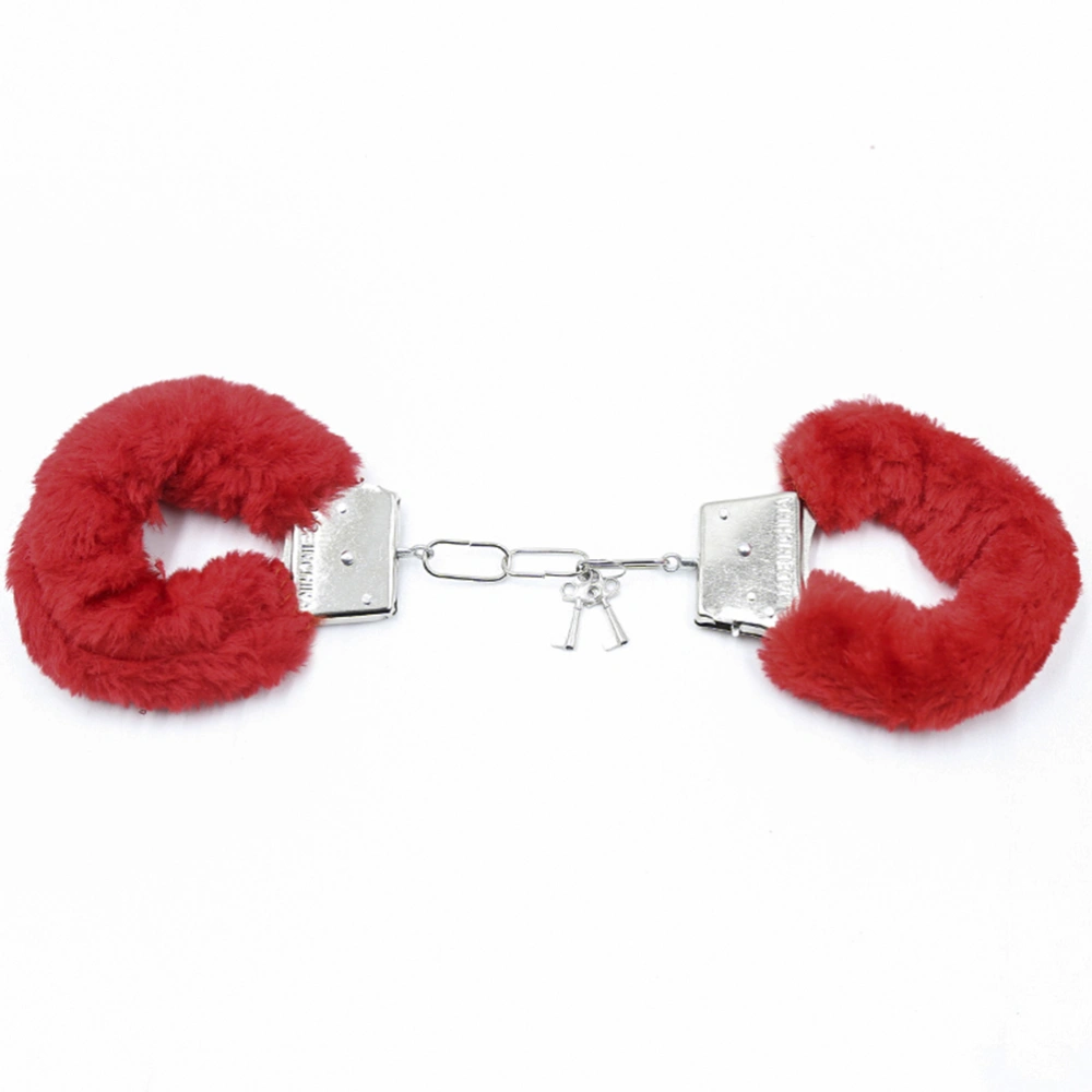 2pcs BSDM Toys Silicone Spanking Whip Plush Handcuffs Bandage Restraint Toy for Couples Adults (Red)