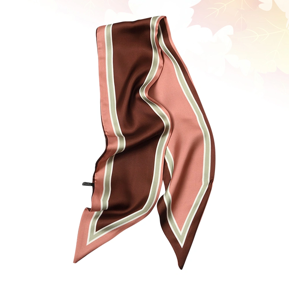 1Pc Women Scarf Fashion Emulation Silk Scarf Printing Decorative Cool Scarf for Woman (Dark Coffee and Cameo Brown)