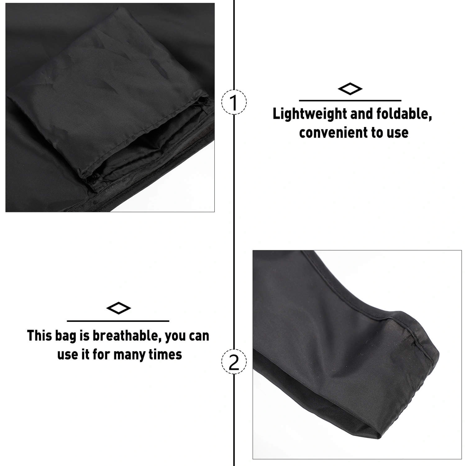 3Pcs Large Capacity Shopping Bags Foldable Storage Pouch Shopping Pouch Portable Outdoor Tote Bag(Black)