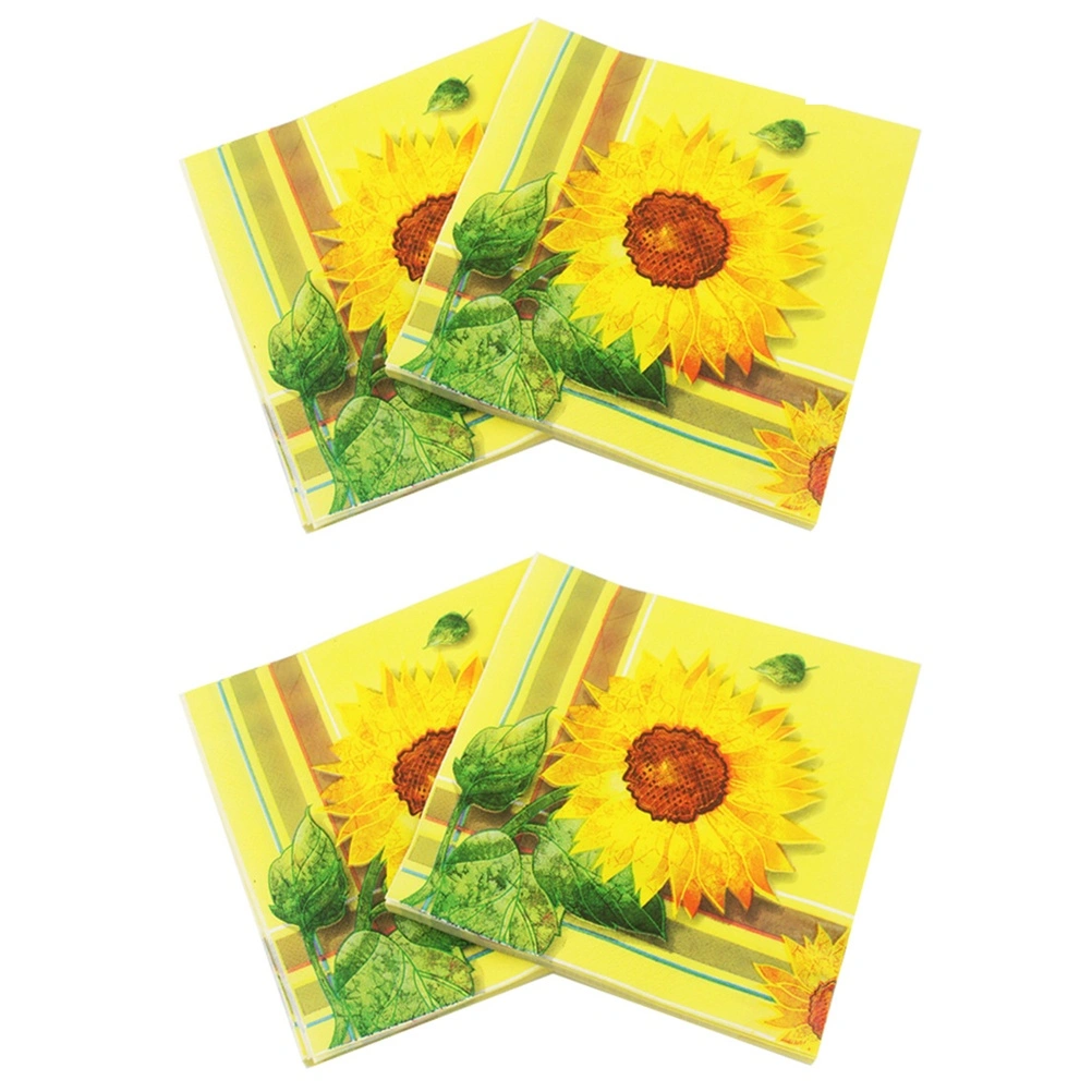 40pcs Sunflower Pattern Napkins Unique Paper Towel Facial Tissue Practical Napkin for Party Banquet Daily Use