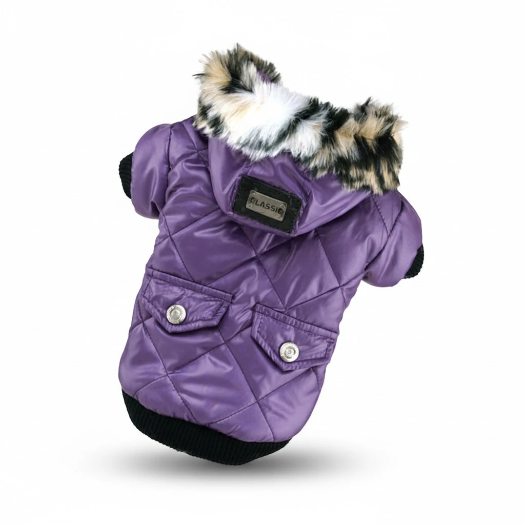 Pet Dog Coat Autumn Winter Pet Keep Warm Clothing Pet Puppy Apparel (Purple, Size XL)