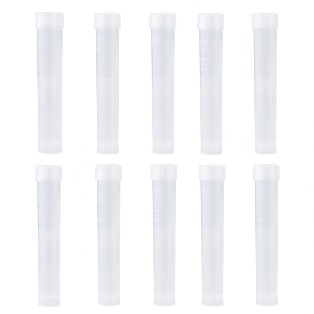 20pcs 10 ml Plastic Frozen Test Tubes Vial Seal Container with Scales for Hospital School Educational (As Shown)