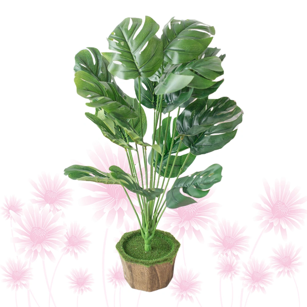 1pc Simple Artificial Plant Bonsai Simulation Plant Potted Bonsai Desktop Green Leaf Decoration