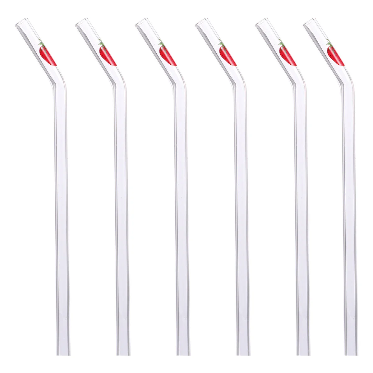 6pcs Transparent Glass Drinking Straw Heat-resisting Straw Bent Straw Pipe