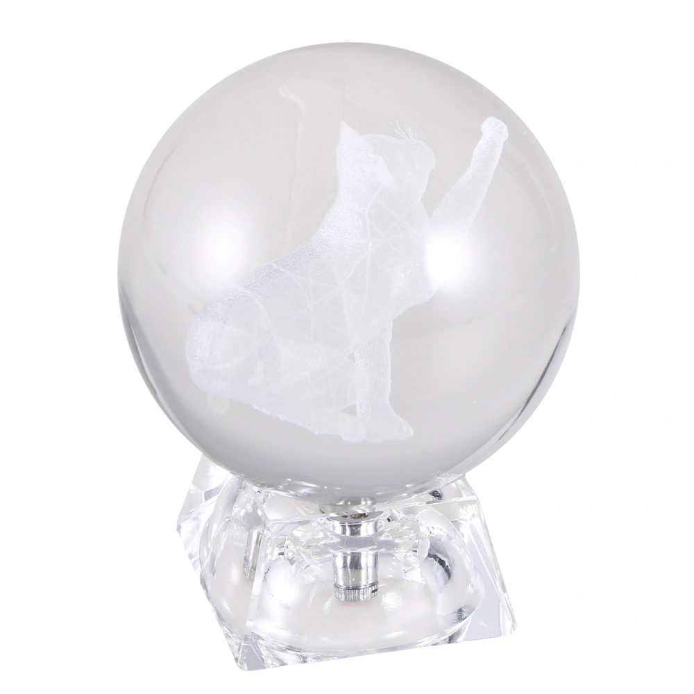 Crystal LED Night Light Engraving Music Box Desktop Glass Ball Ornament with Base for Souvenirs Christmas Birthday Gift Random Style