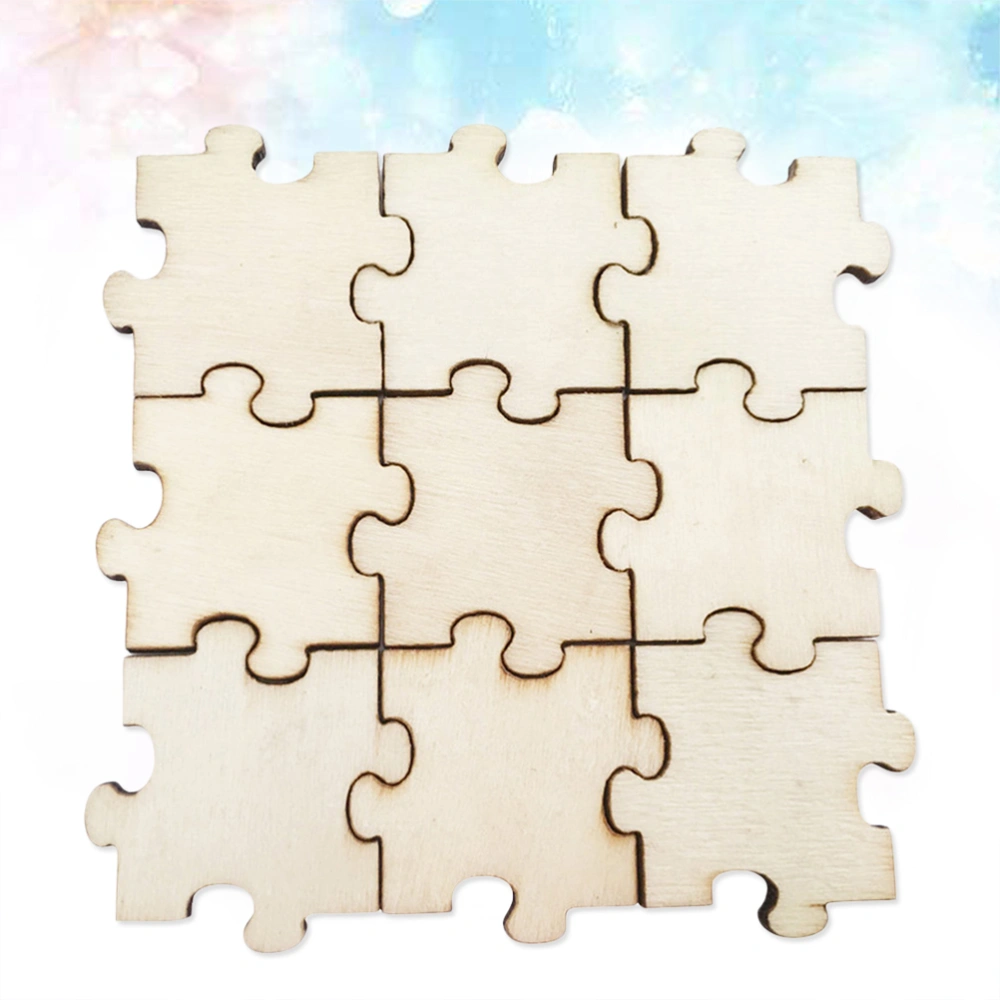 100PCS DIY Wooden Slices Jigsaw Puzzle Chips Prelearning Toy Educational Supplies for Kids Children