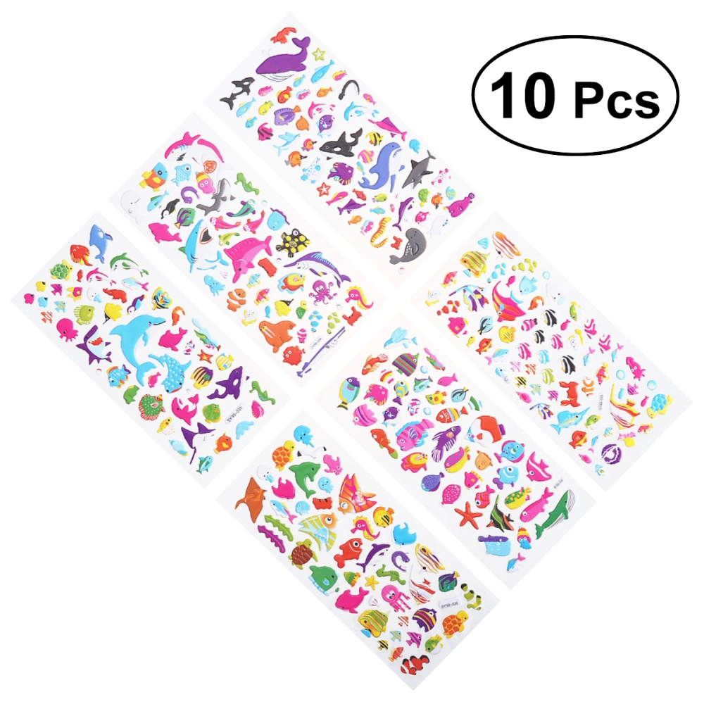 10pcs Kids Stickers 3D Stereoscopic Bubbles Cartoon Stickers for Children Teachers Students Toddlers Scrapbooking Girl Boy Birthday Present (Random Style)