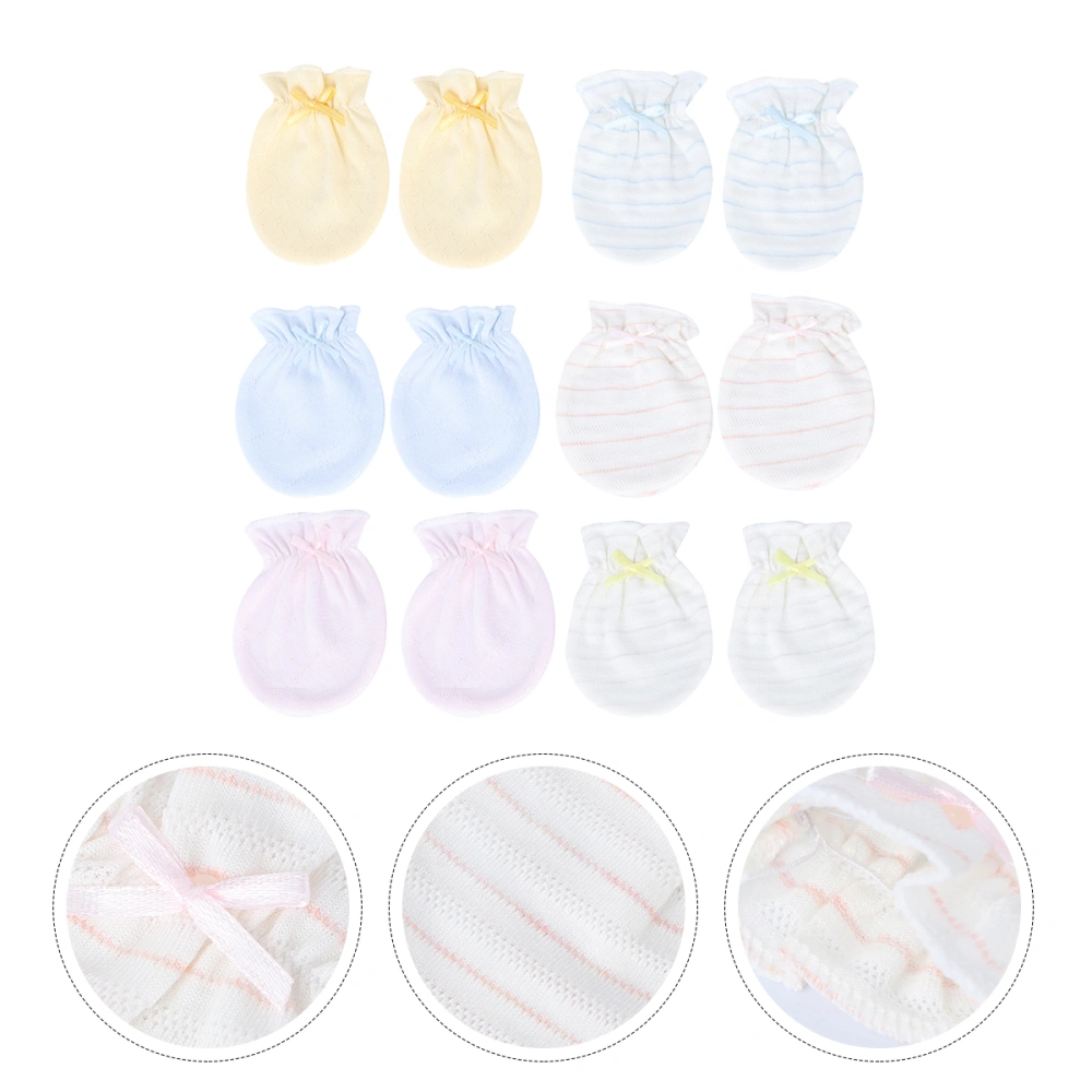 6 Pairs Anti-scratch Gloves Pure Cotton Gloves Protective Gloves for Baby