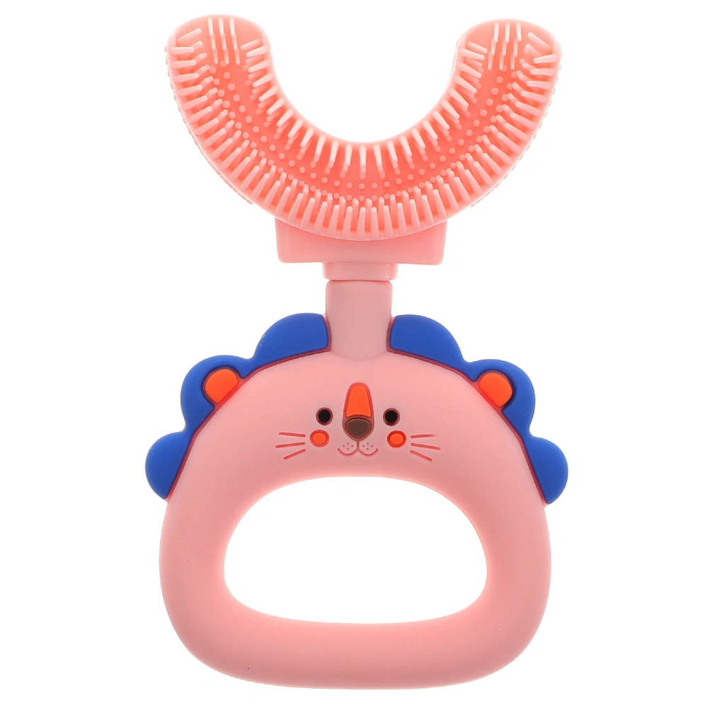 1pc Kids U-Shape Toothbrush Manual Toothbrush Oral Cleaning Brush for Children (Pink)