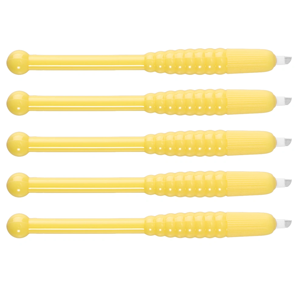 5pcs Needles Disposable Manual Microblading Eyebrows Pen for Semi-permanent Makeup (Yellow）