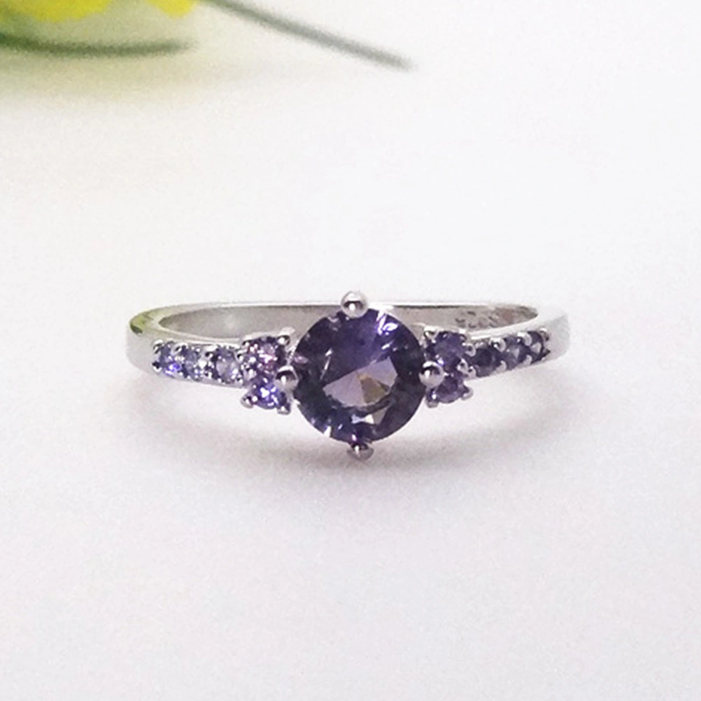2pcs Purple Jewel Ring Silver Women Ring Fashion Finger Ring Purple Jewel Finger Ring (Number 8)