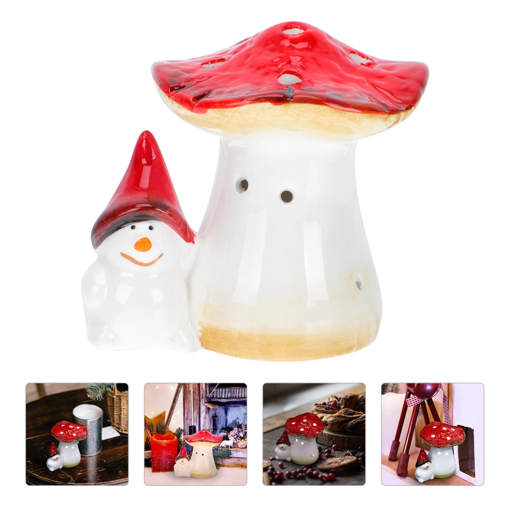 1PC Xmas Luminous Ceramic Small Decor Retro Ceramic Christmas Decor with Light