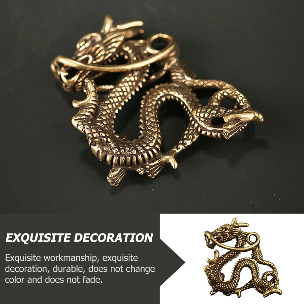 3Pcs Dragon Modeling Keychain Pendant DIY Key Ring Ornament Chic Brass Craft