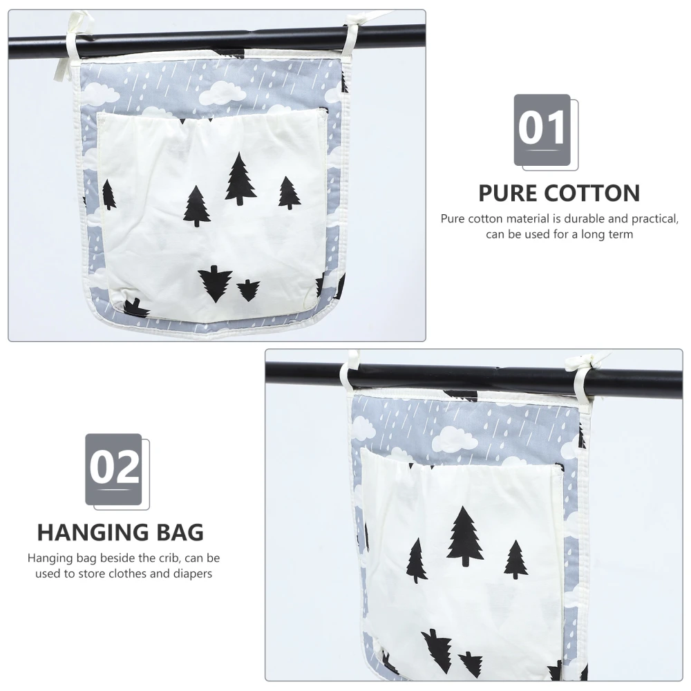 1pc Multifunctional Crib Storage Hanging Bag Pure Cotton Cradle Storage Bag