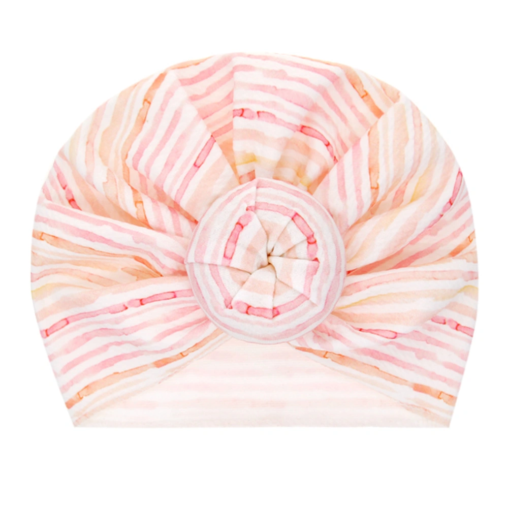 Newborn Headwraps Printing Newborn Turban Lovely Hat Headbands Useful Head Protector for Baby Children（Pink Stripe）