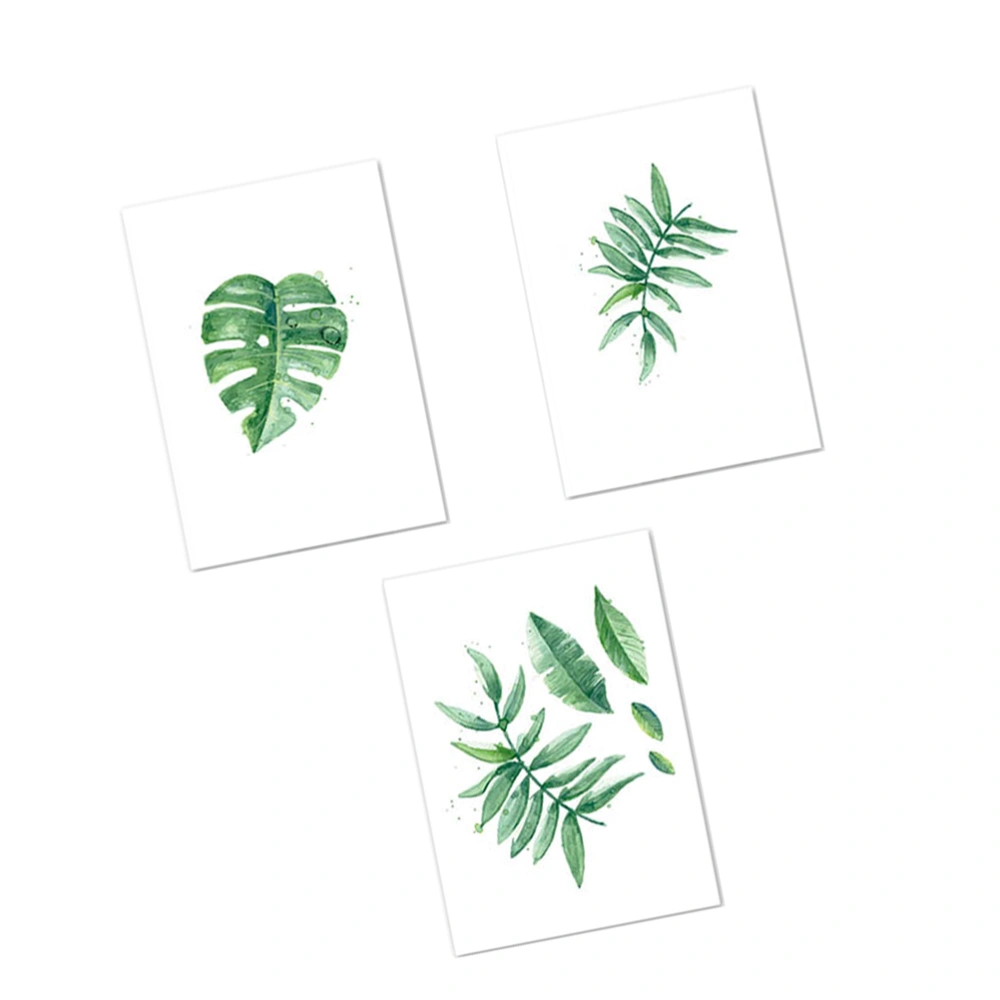 3PCS Frameless Green Leaves Decorative Hanging Pictures Tropical Plants Modern Wall Art Paintings