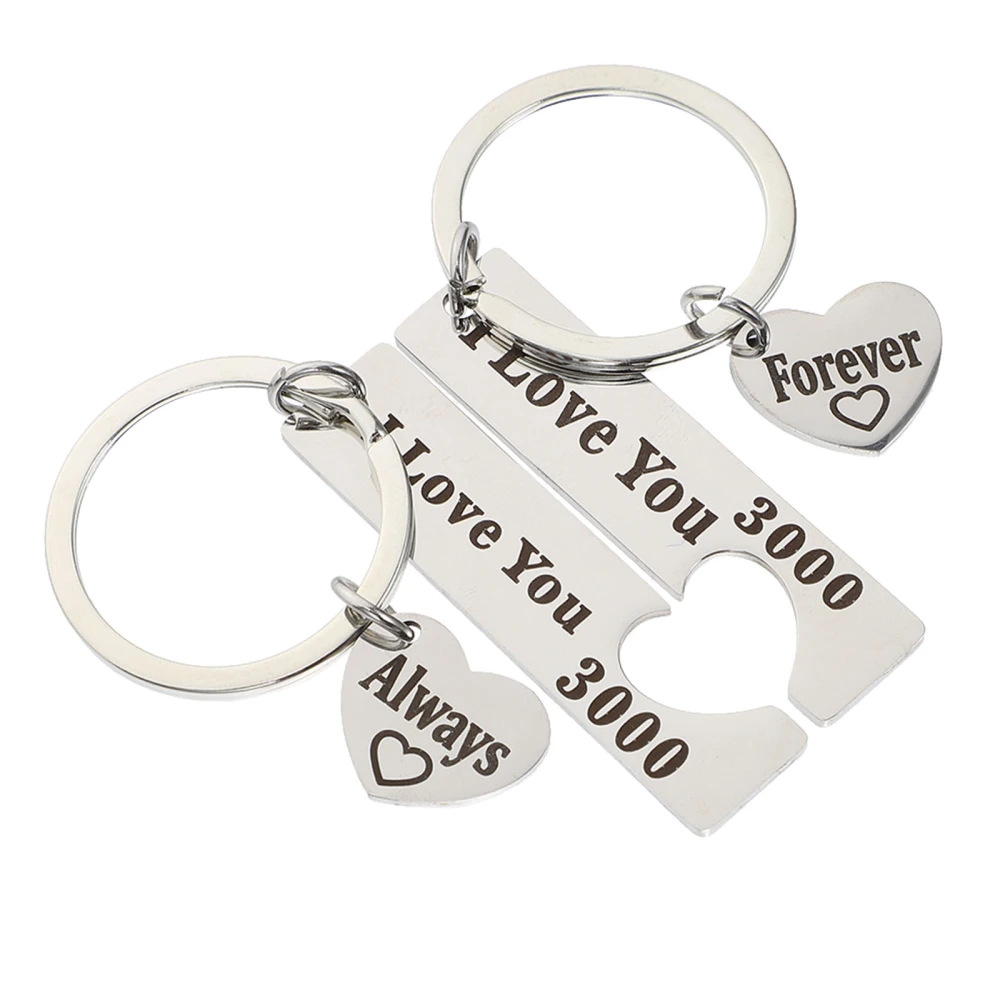 2Pcs Couple Key Chain Couple Valentine Present Lover's Day Present Key Ring