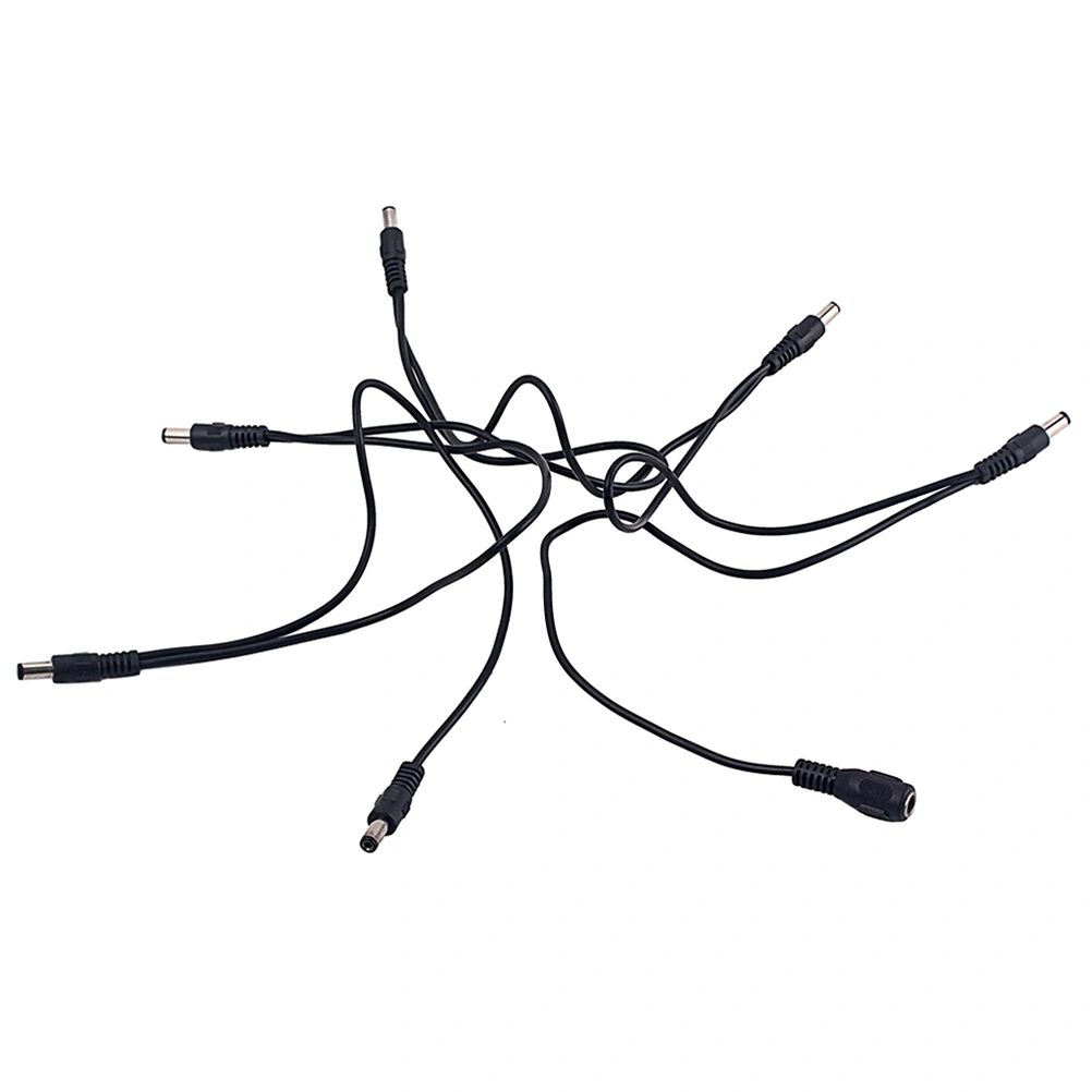 6 Ways Cable Cord Copper Wire Guitar Effect Pedal Power Supply Splitter Adapter for Electric Guitar OD08 (Black)