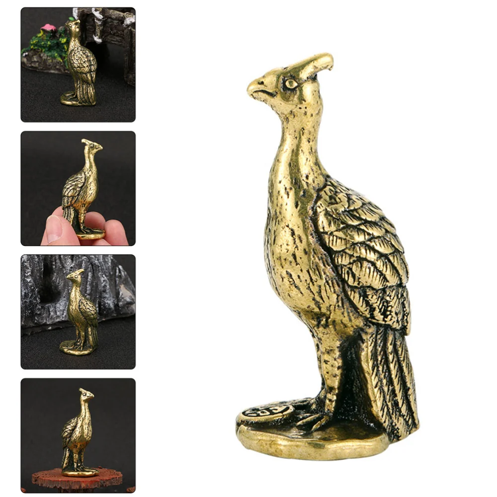 Brass Peacock-shape Figurine Home Decor Statue Miniature Peacock-shape Sculpture