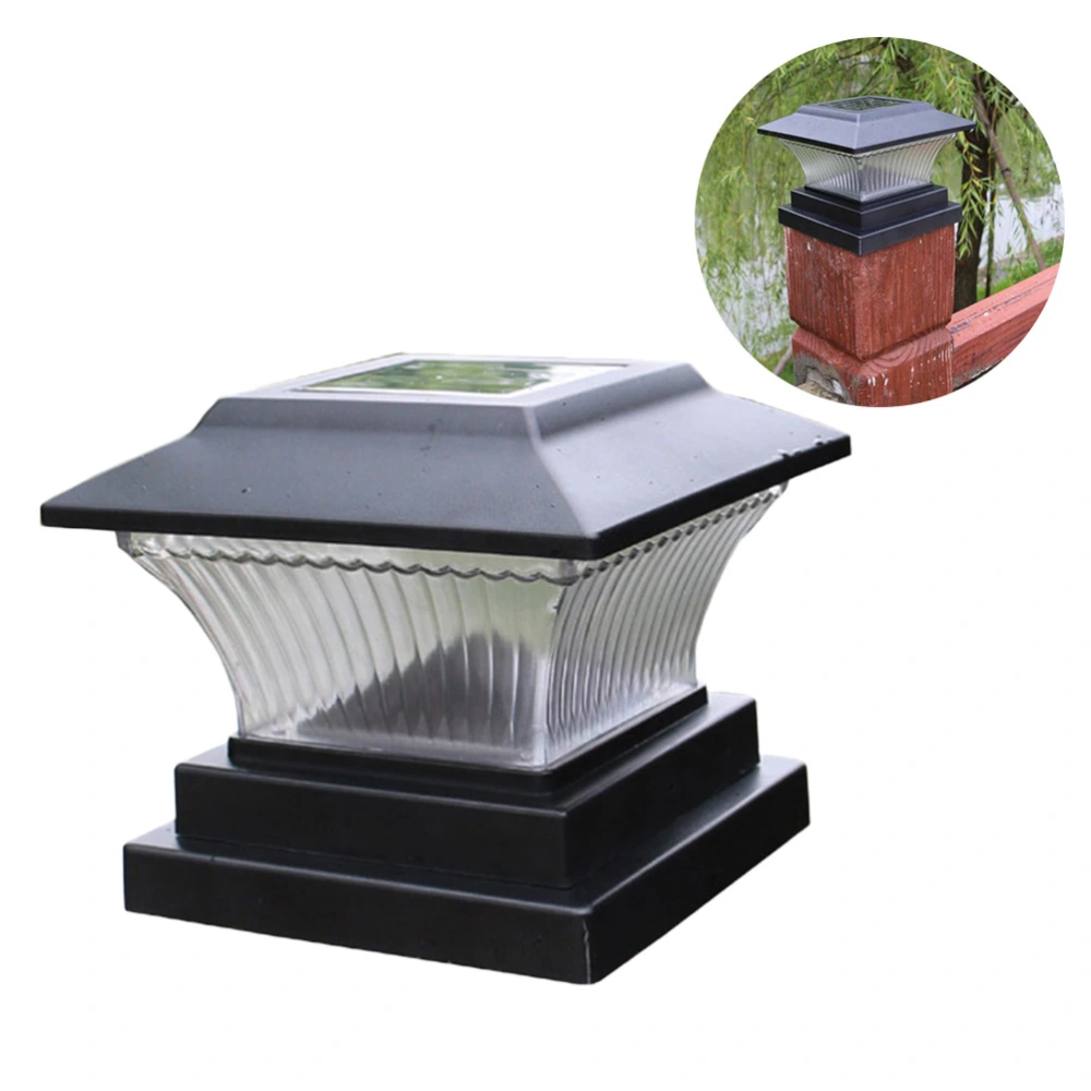 1PC Solar Powered Post Lights LED Waterproof Fence Lamp Outdoor Pillar Light for Garden Patio (Black)