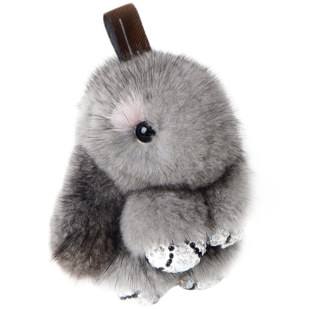 1pc Plush Rabbit Design Pendant Key Hanging Decor Key Ring Bag Hanging Decor