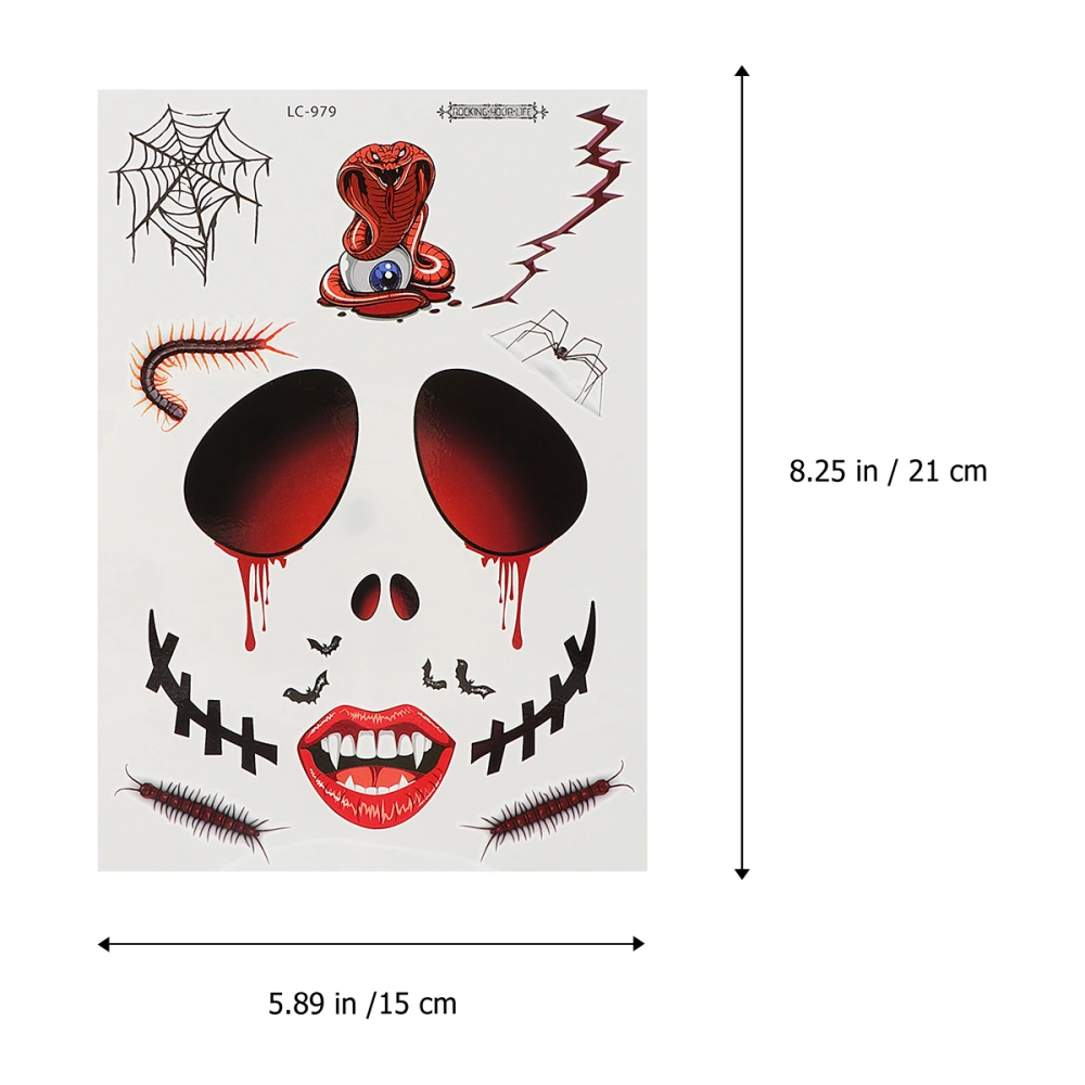 10 Sheets Halloween Creepy Stickers Chic Sticker Fake Scar Face Decals