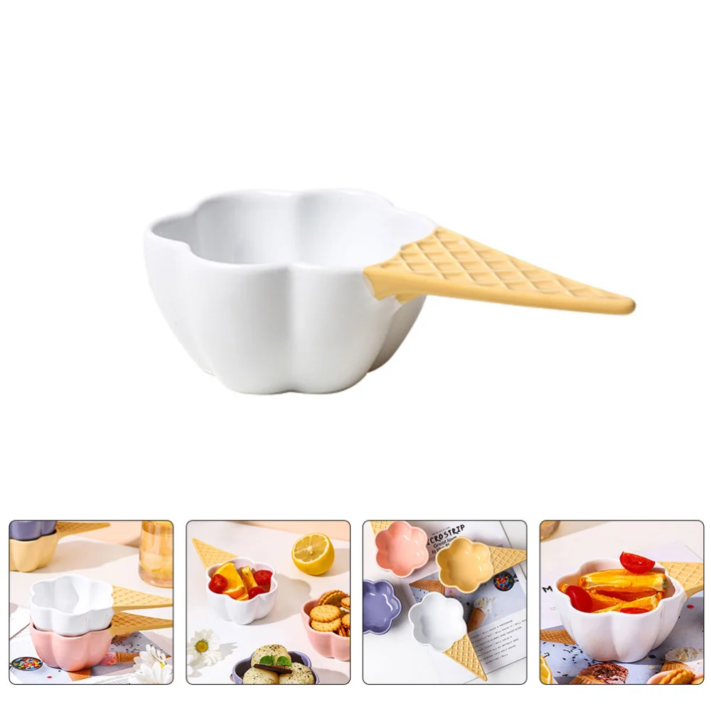 Ceramic Ice Cream Bowl Decorative Fruit Bowl Handled Dessert Bowl Fruit Dessert Container