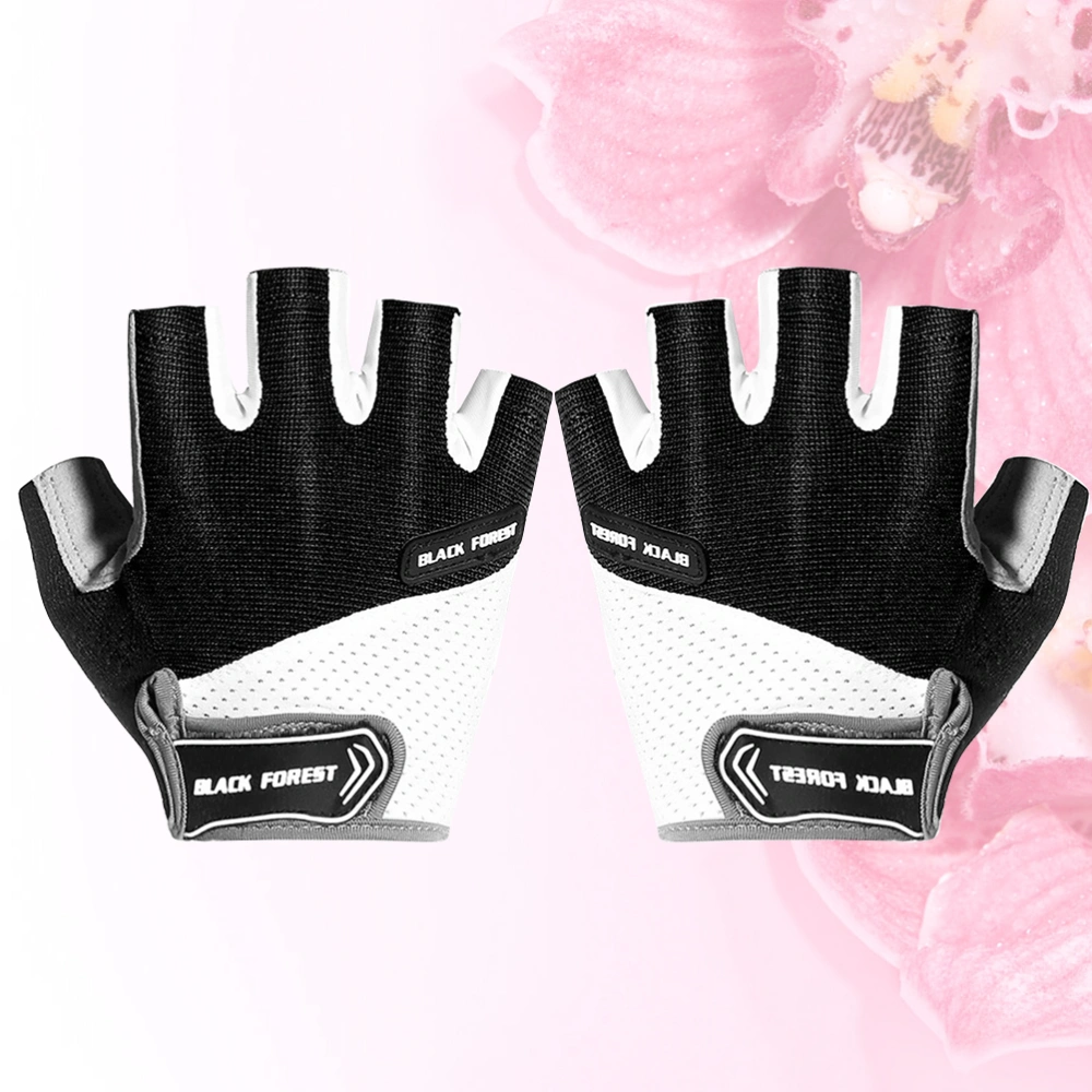 1 Pair of Bike Riding Gloves Breathable Skid Resistance Sports Gloves Half Finger Cycling Gloves Size M (Black)