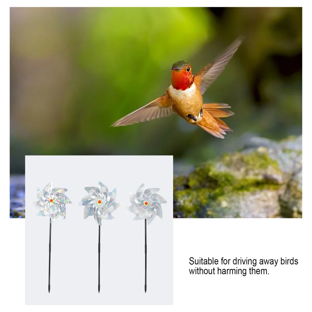 3 Pcs Reflective Bird Repeller Windmill Shape Bird Repeller Outdoor Deterrent Bird Tool