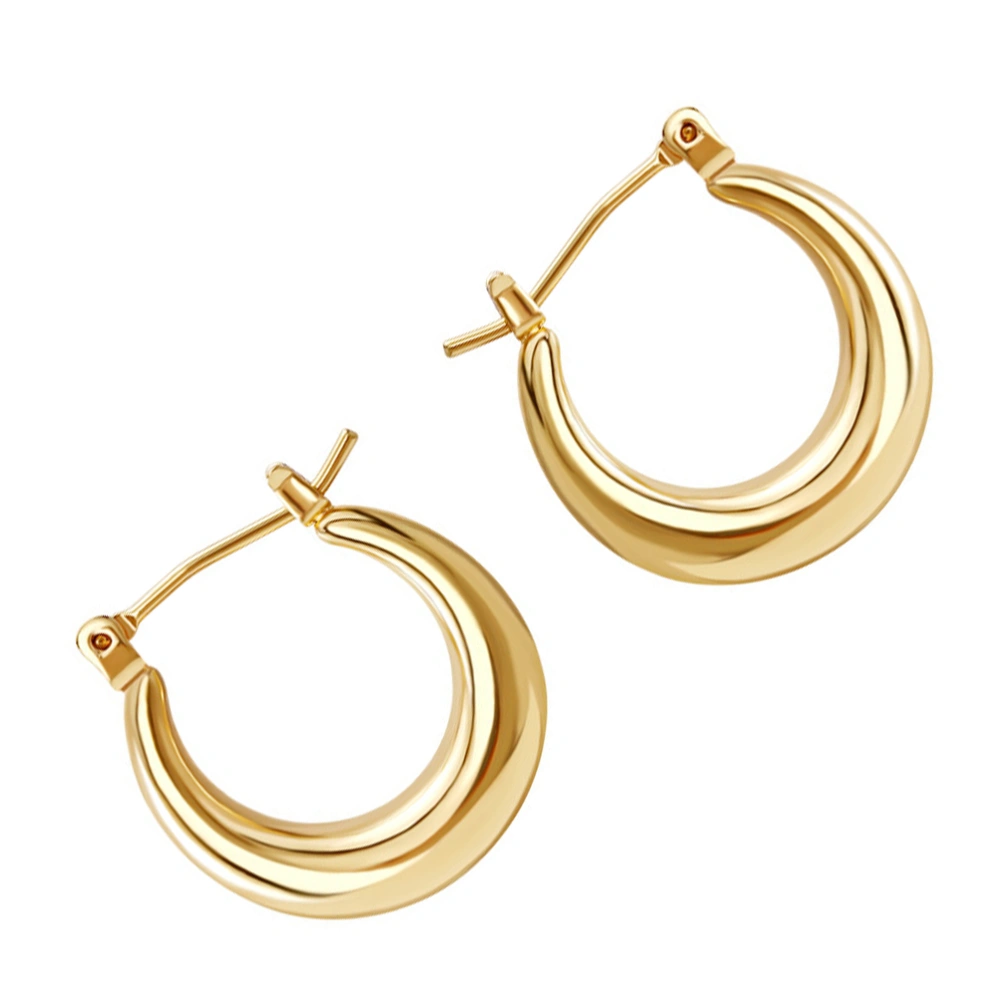 2pcs Simple Earrings Simple Fine Europe America Style U-Shaped Earrings for Woman (Golden)