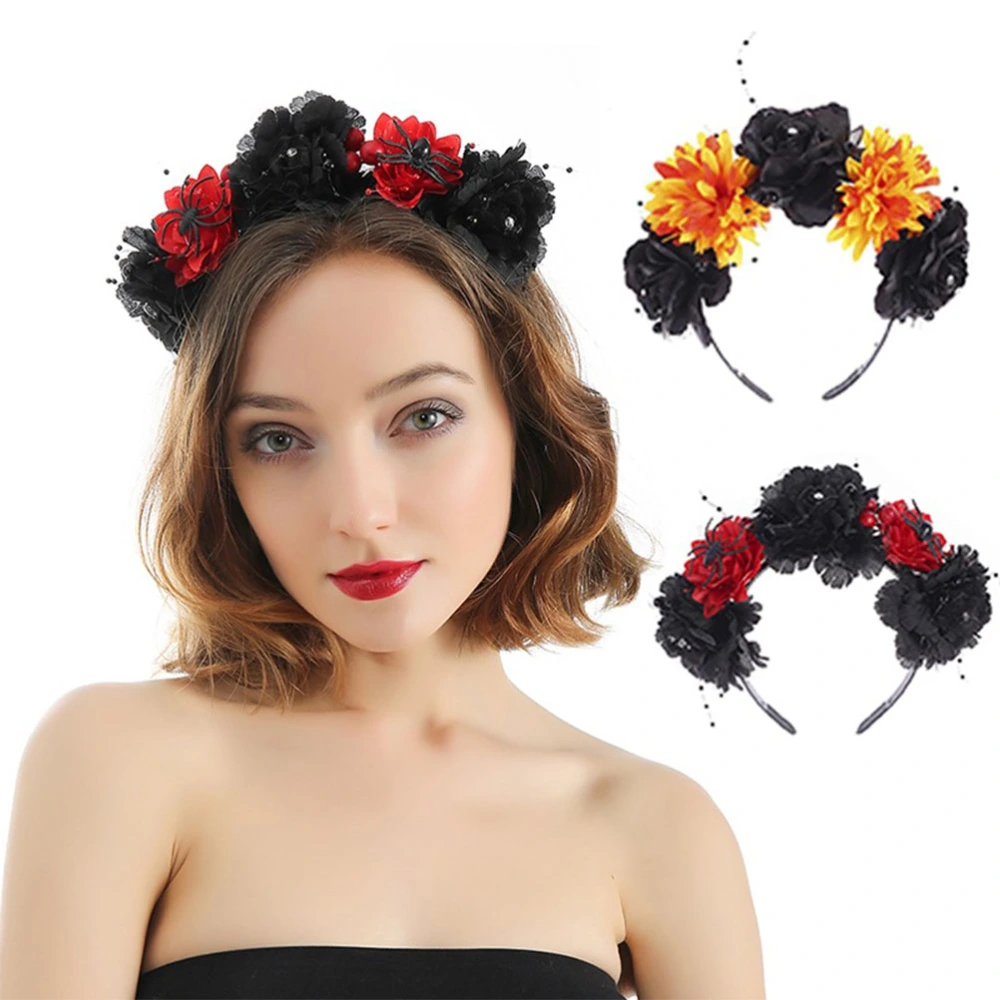 Delicate Flower Hair Creative Hair Band Decorative Cloth Headband Rose Flower Hair Accessory for Stage Party Festival Halloween (Random Color)