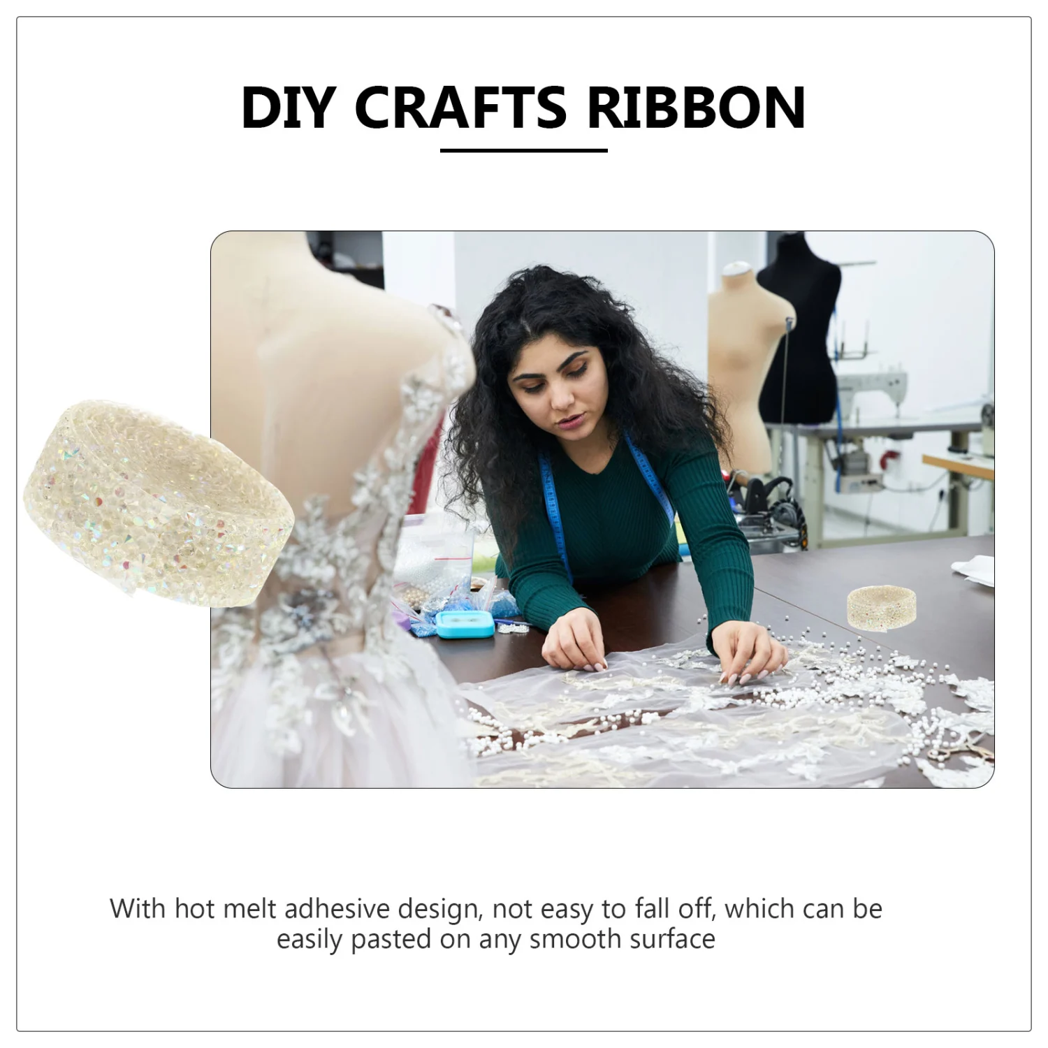 1 Roll Resin Diamond Ribbon Self-Adhesive Resin Diamond DIY Ribbon Tape