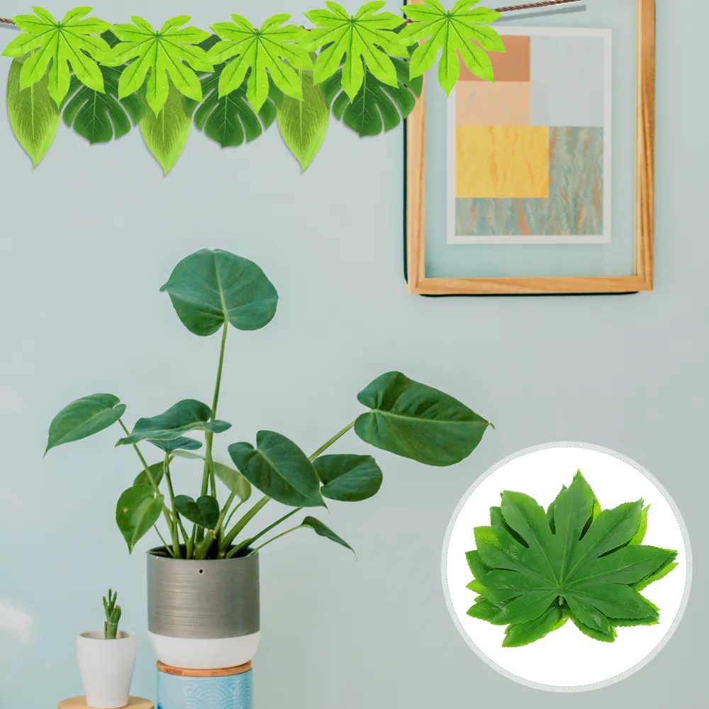 12Pcs Artificial Leaves Faux Plants Fake Leaf Greenery Home Decoration Ornament