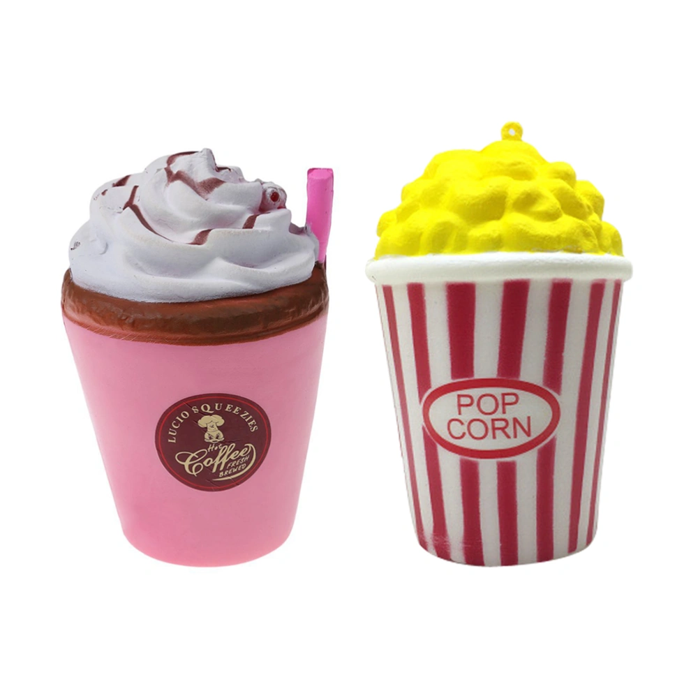 2pcs Popcorn and Ice Cream Slow Rising Stress Release Toy PU Squeezing Toy for Stress Relief