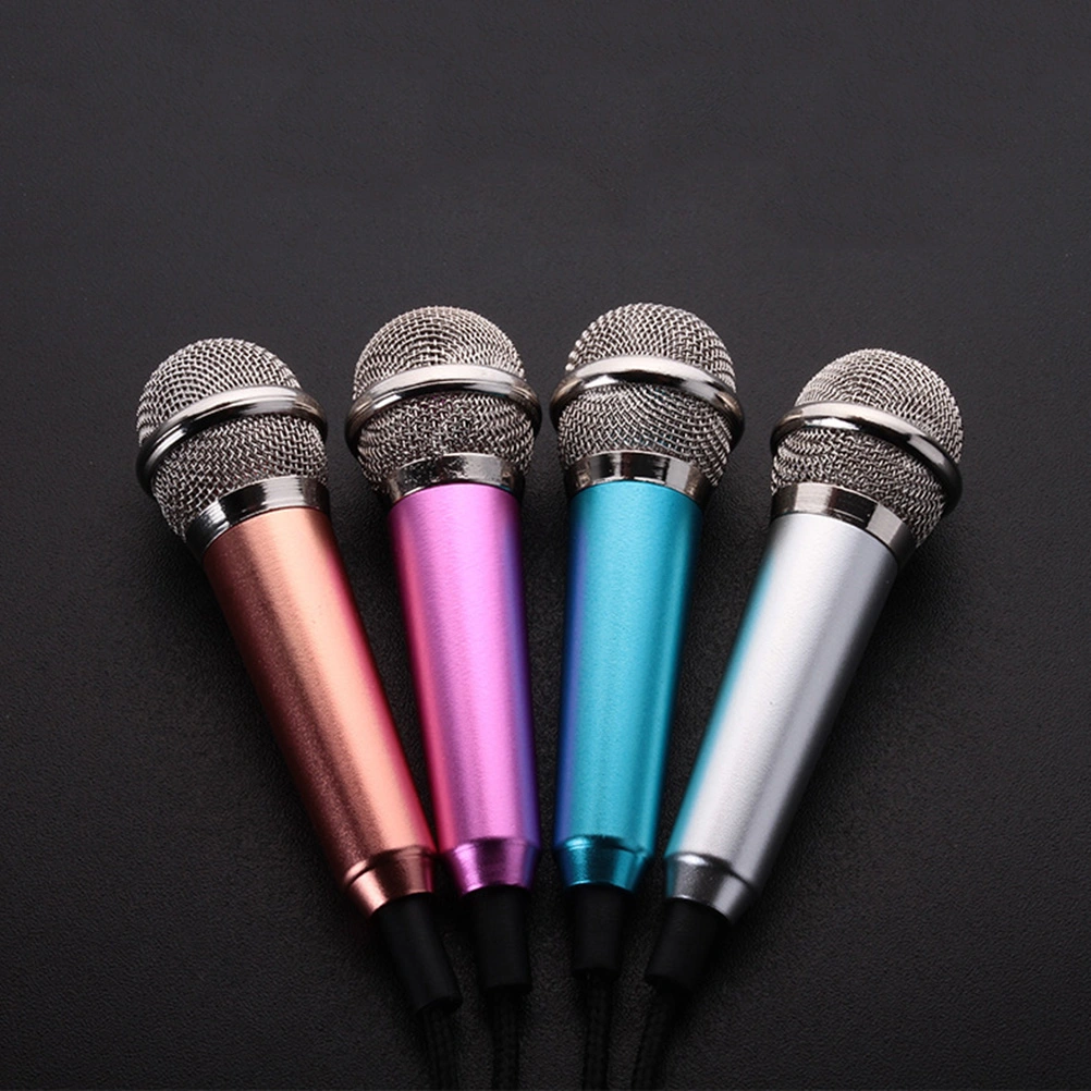 2pcs Mobile K Song Microphone National K Singing Bar Microphone Song Artifact Cell Phone Microphone Mini Microphone (Rose Gold, Random Type)